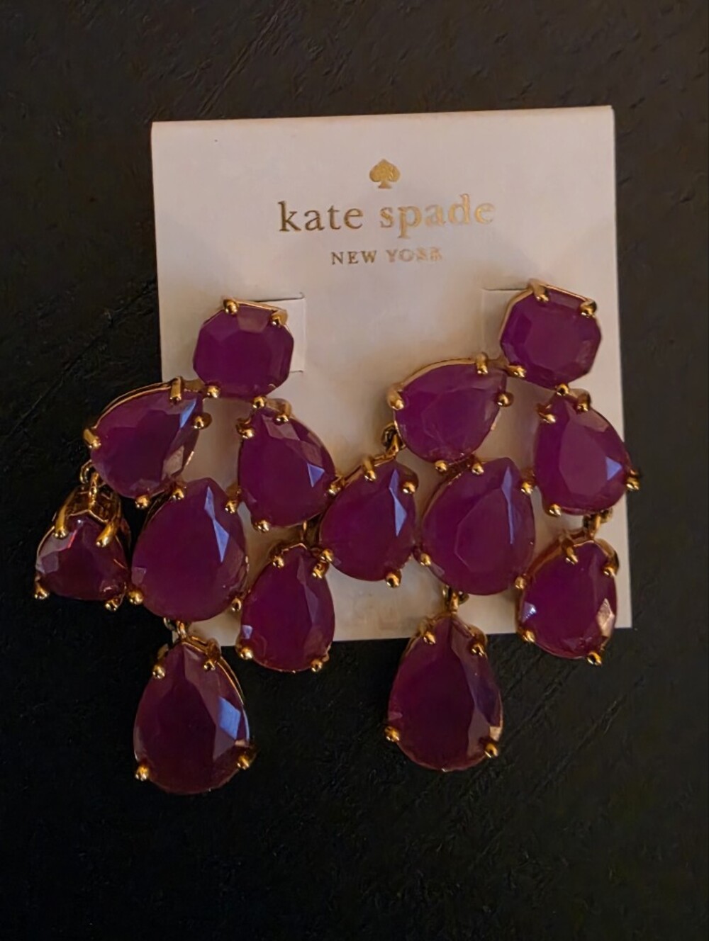 NWT Kate Spade Purple Chandelier Crystal Earrings